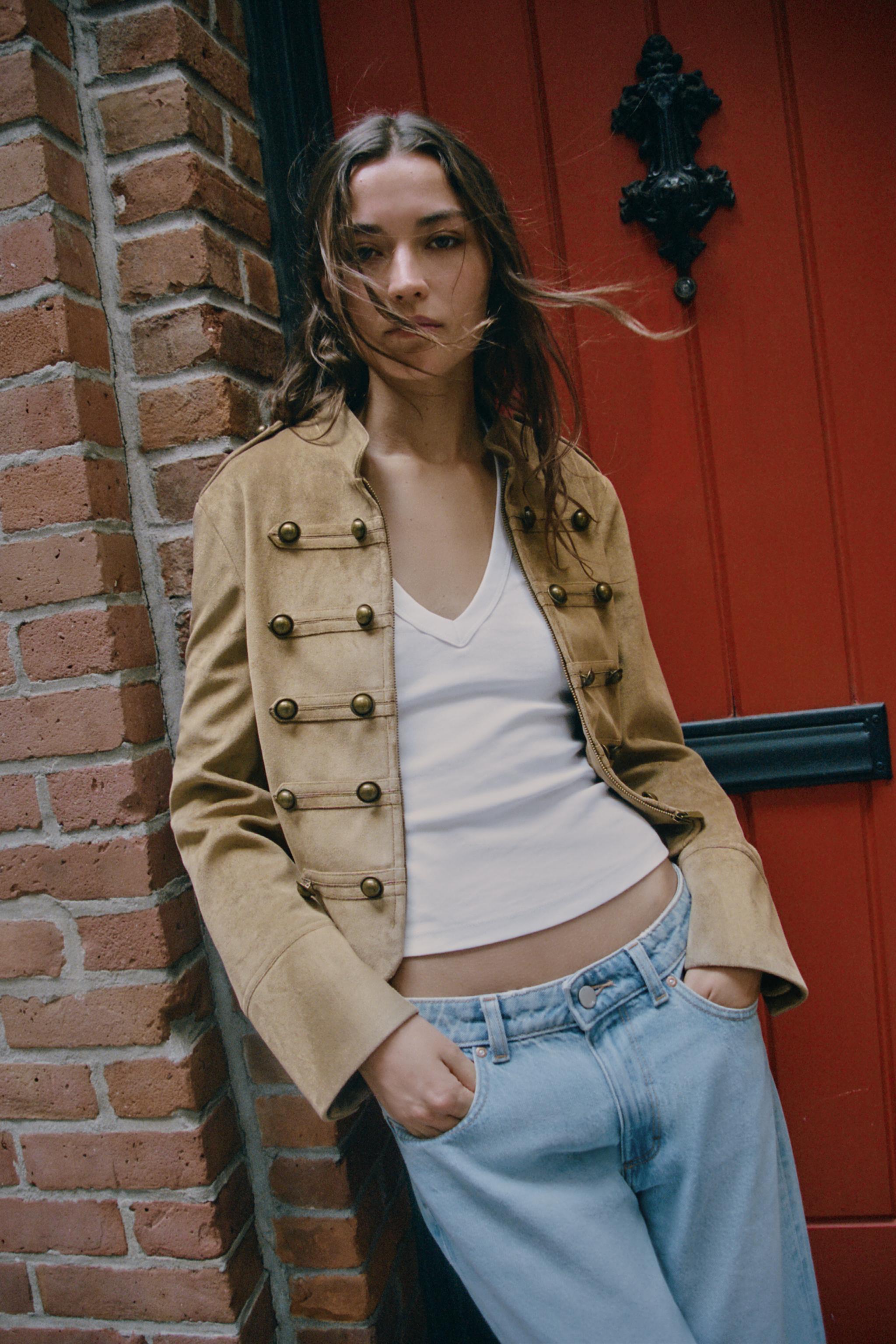 FAUX SUEDE FROG FASTENING JACKET