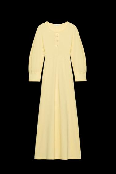Zara BUTTONED MIDI DRESS - Yellow - Image 0