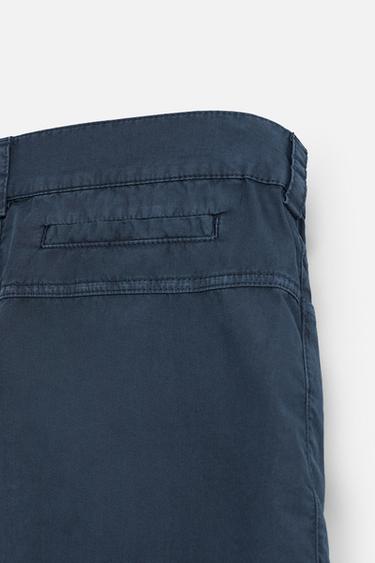 WASHED COTTON BERMUDA SHORTS - Navy blue by Zara