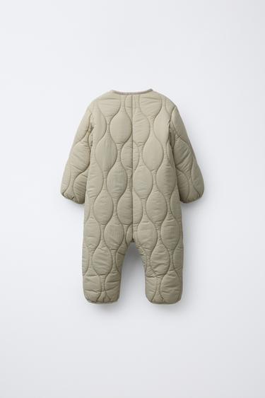 LONG QUILTED ONE-PIECE SUIT - Light green by Zara - Image 1