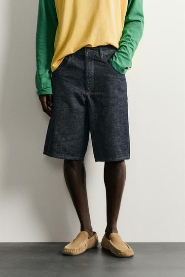 BAGGY FIT DENIM-BERMUDA - indigo fra Zara