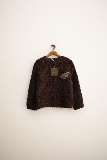 ZARA TIMELESS - JERSEY PUNTO BORDADO CON LANA - Chocolate de Zara