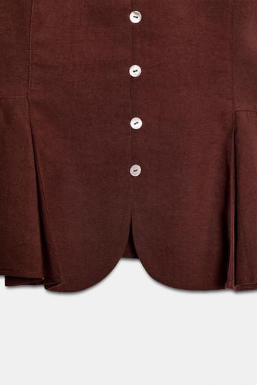 TOP PÉPLUM À PINCES - Marron clair de Zara - Image 8