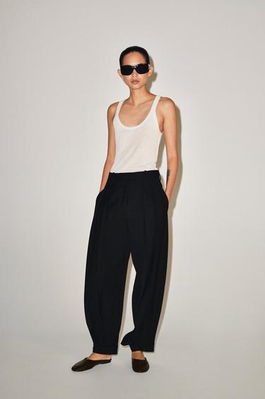 Zara PANTALONE SA UŠICIMA I GAJKAMA ZW COLLECTION – Crna