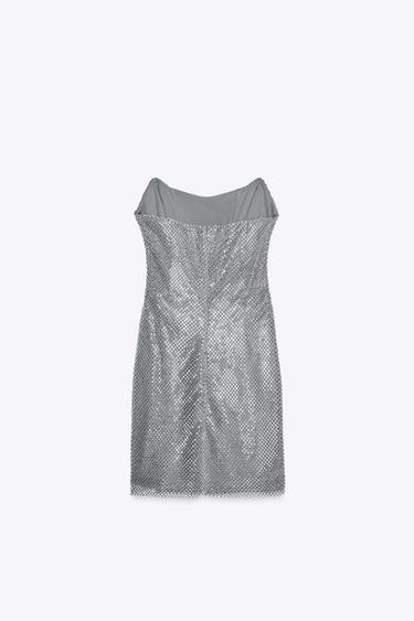 ROBE COURTE STRASS - Argent de Zara - Image 6