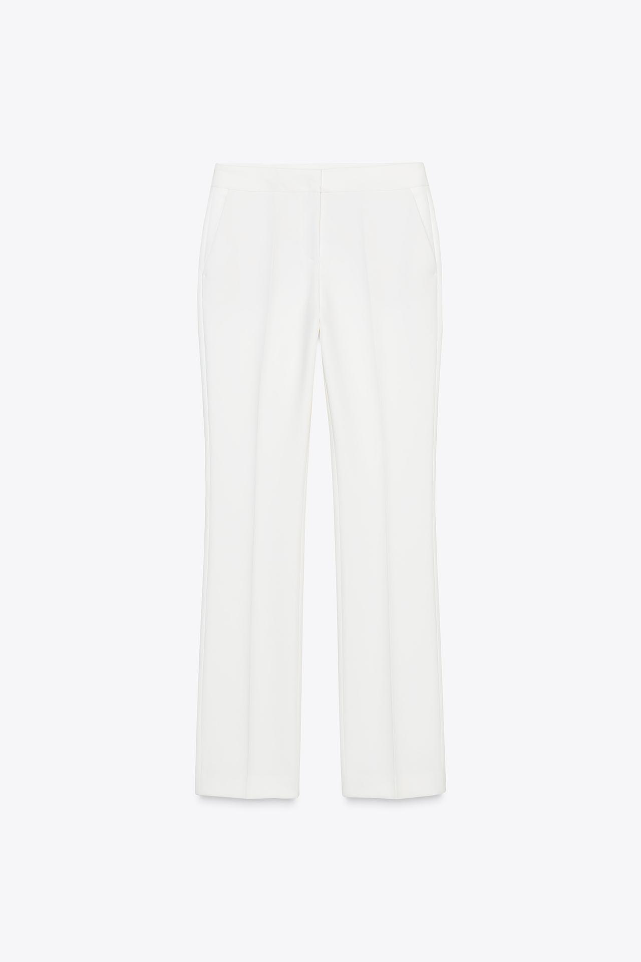 PANTALÓN RECTO TIRO ALTO - Blanco roto de Zara - Imagen 4