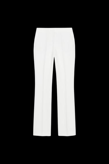 PANTALÓN RECTO TIRO ALTO - Blanco roto de Zara - Imagen 0