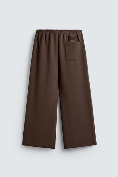 Zara INTERLOCK LABEL PANTS - Chocolate