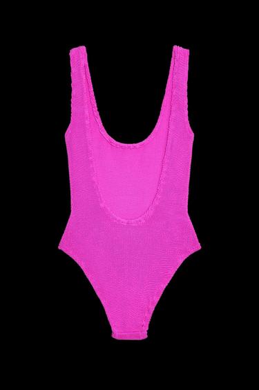 BADEANZUG MIT STRUKTURMUSTER - Pink von Zara