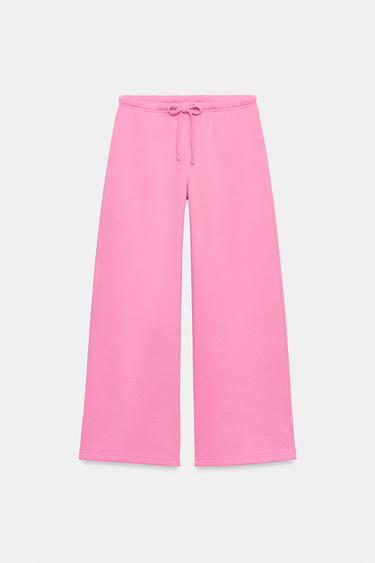سروال رياضي مستقيم بقصة أساسية - وردي الخاص بـ Zara