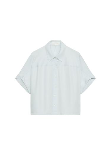 SHORT SLEEVE FLOWING SHIRT - Light blue by Zara