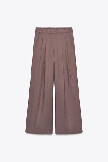 Zara PALAZZO PANTS - Eggplant