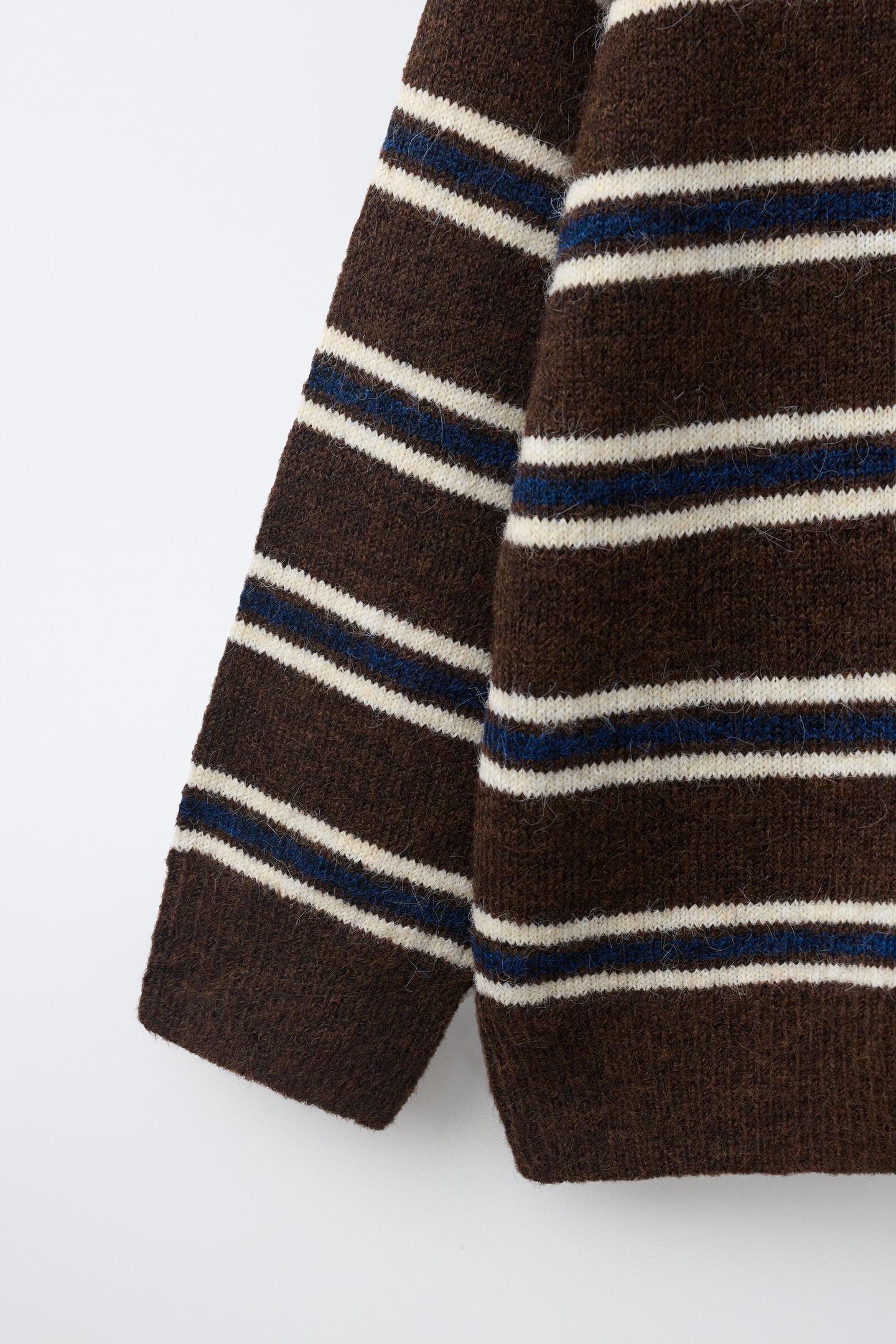 Детское поло Zara Striped Knit Polo, цвет: Коричневый — фото 4