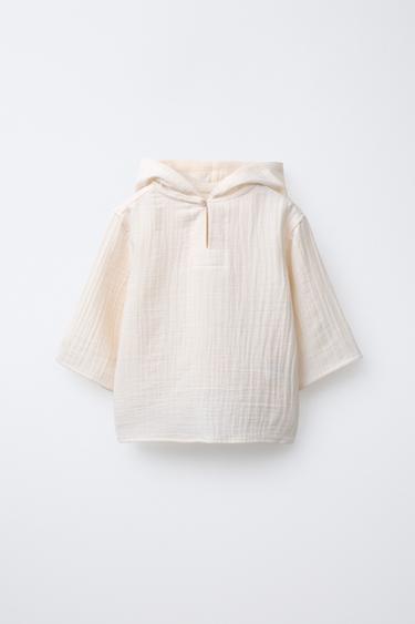 TEXTURED HOODED SHIRT - Ecru by Zara - Image 0