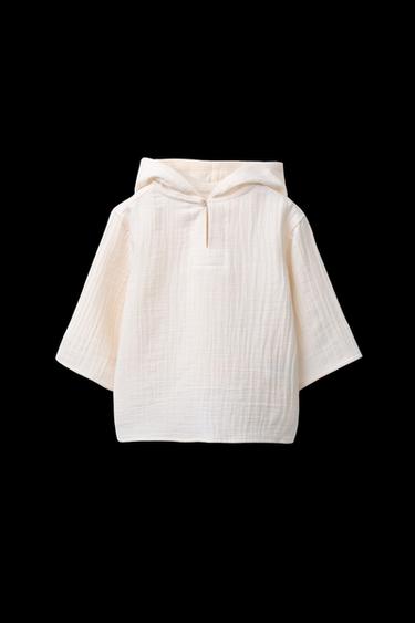 TEXTURED HOODED SHIRT - Ecru by Zara - Image 0