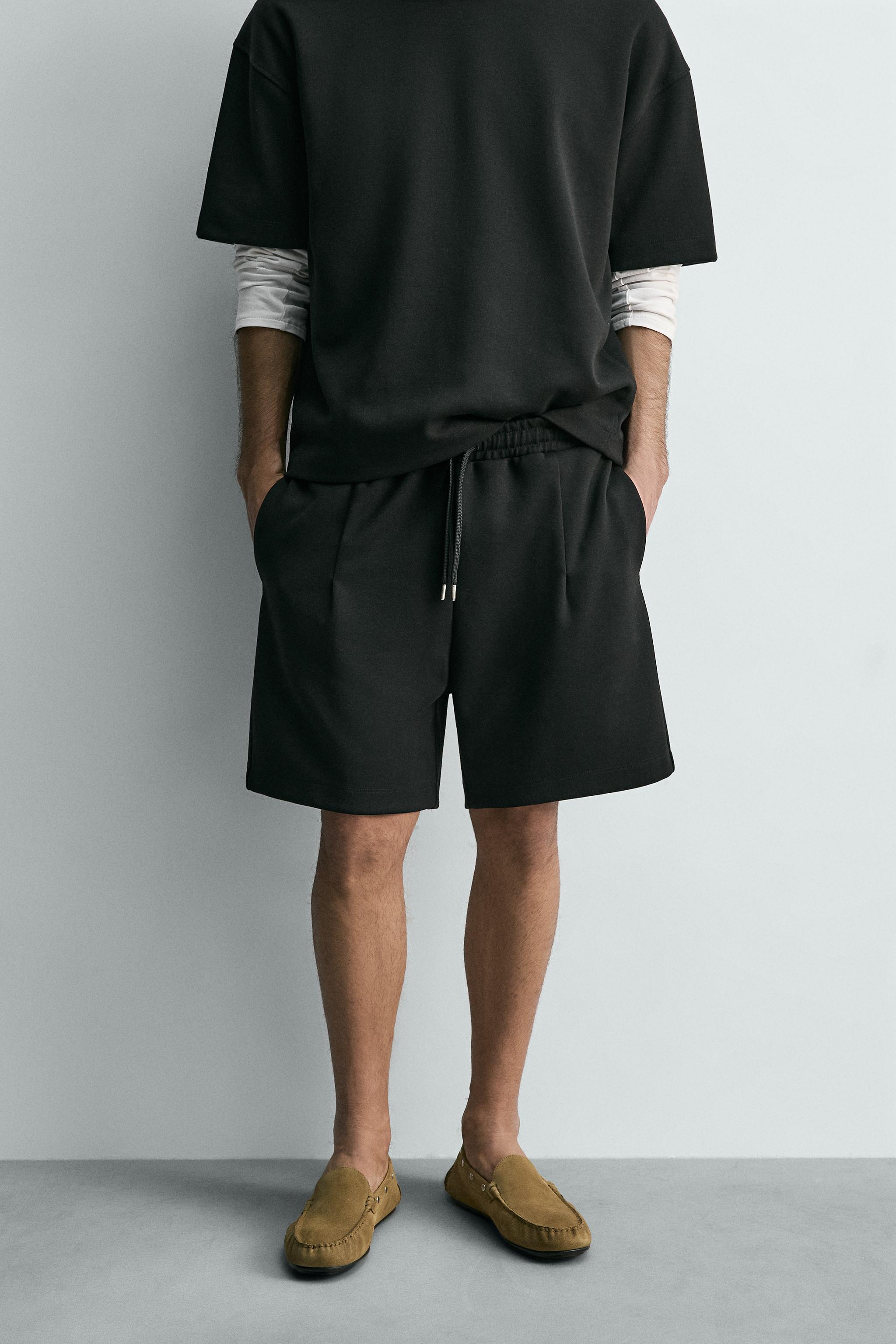 LABEL JOGGER SHORTS - Black | ZARA United States