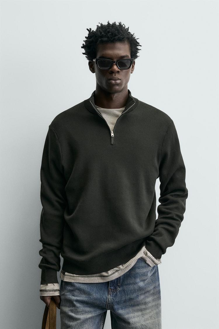 ZARA COTTON QUARTER-ZIP JUMPER