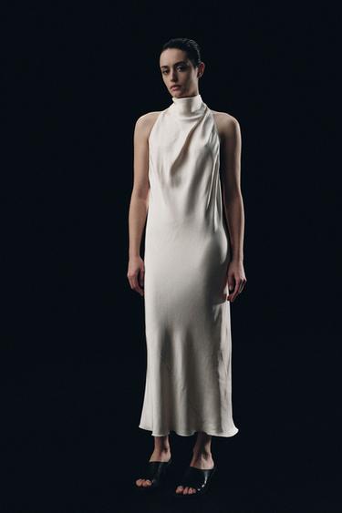 VESTIDO MIDI HALTER ZW COLLECTION - Marfil de Zara