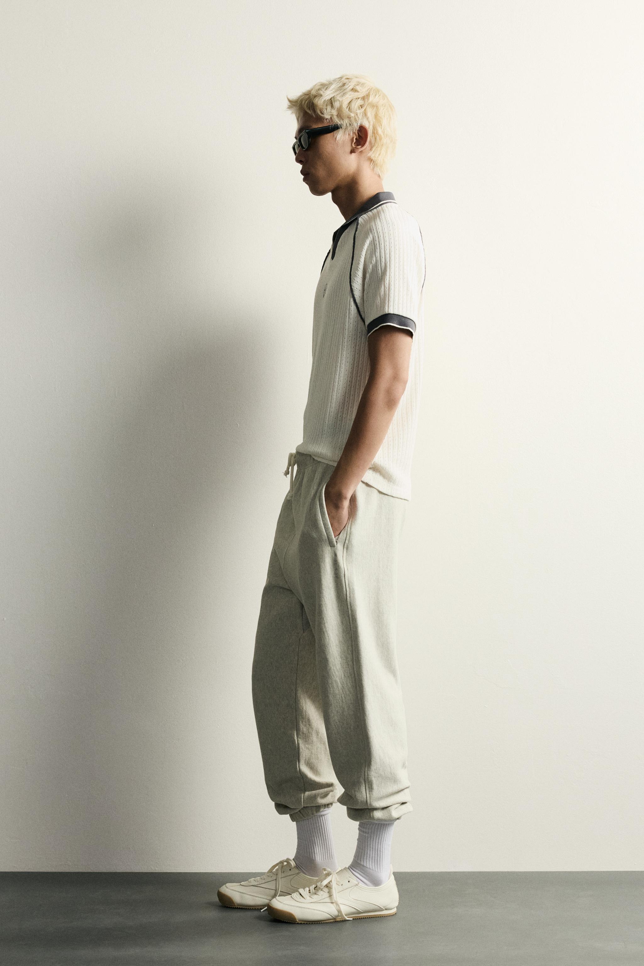 Мужские рубашки Zara RETRO SOCCER JACQUARD CONTRAST POLO — фото 4