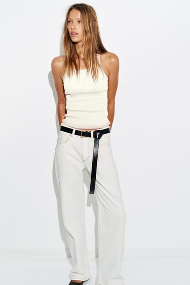 RIBBED STRAPPY TOP - Ecru by Zara