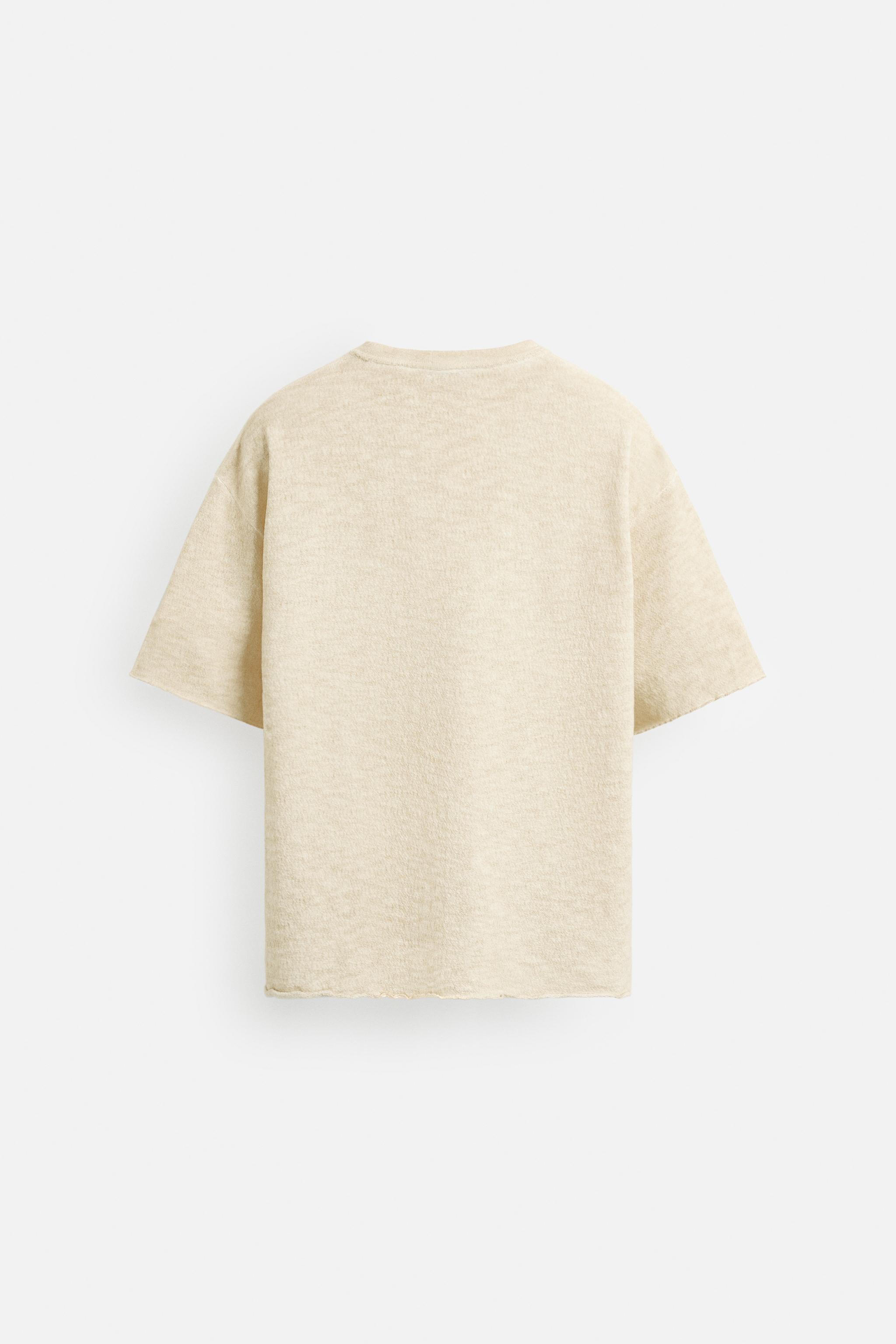コントラストプリント ニットTシャツ - エクリュ | ZARA Japan