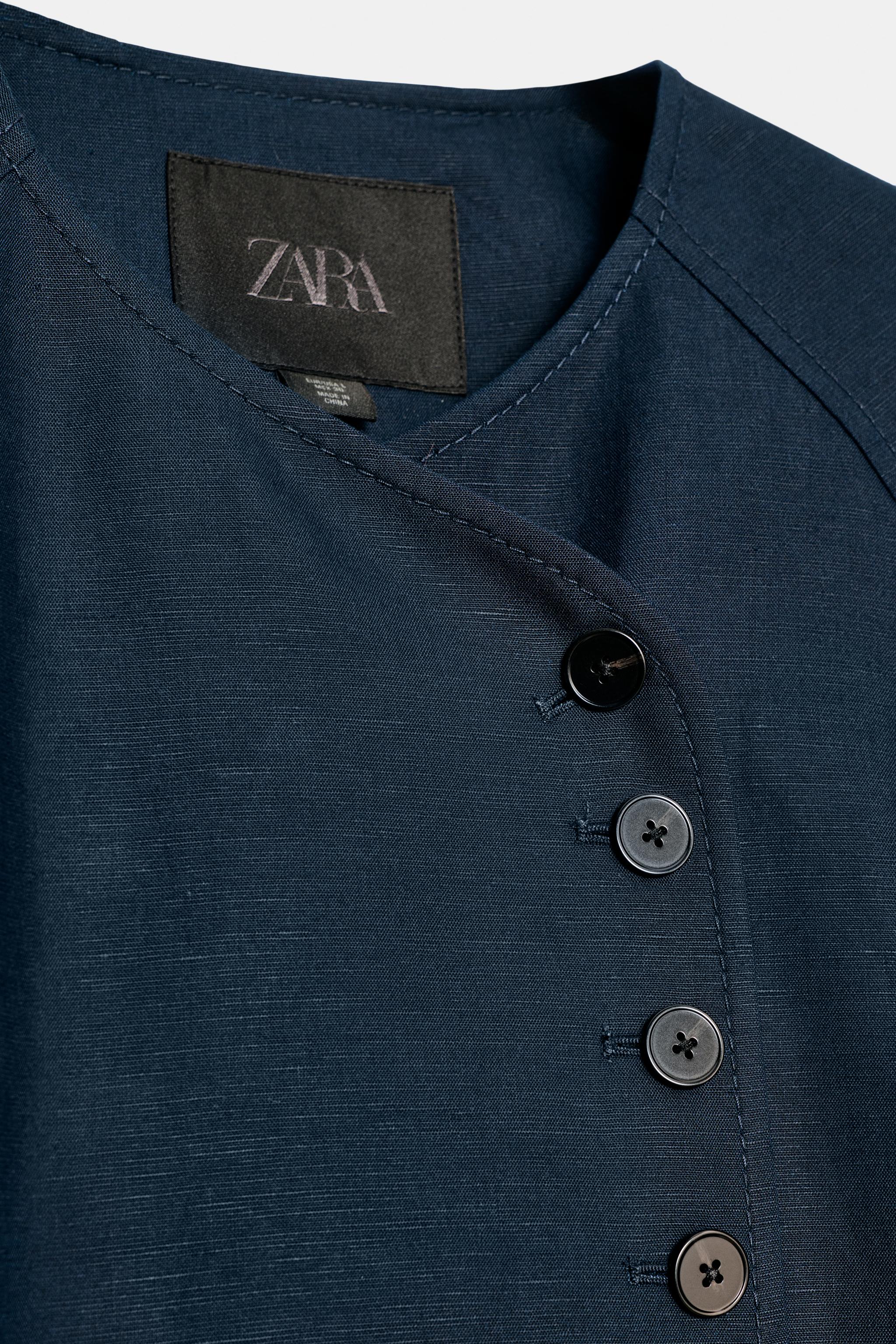 ZW COLLECTION CROPPED BLAZER - Navy blue | ZARA United States