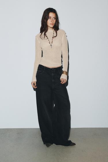 HIGH NECK KNIT JUMPER - Sand by Zara - Image 0