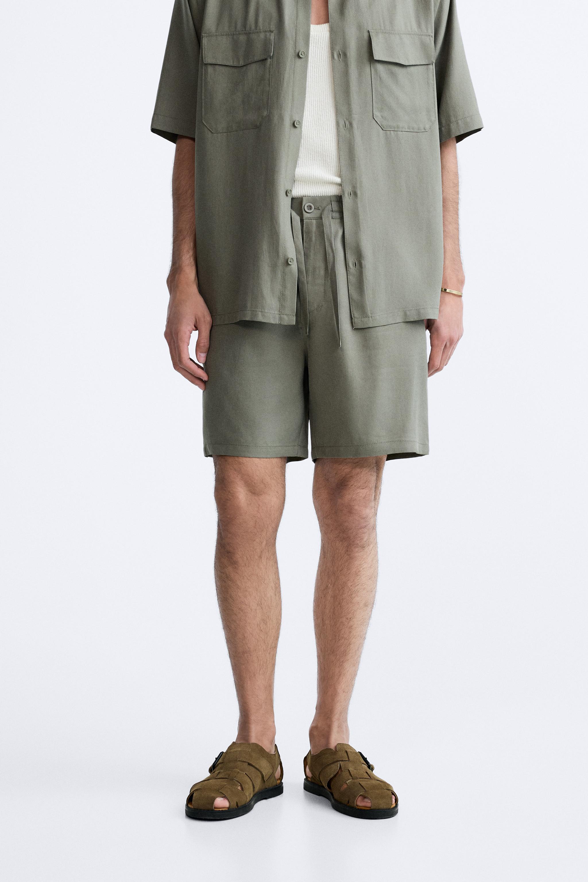 100% LYOCELL SHORTS - Khaki | ZARA United States