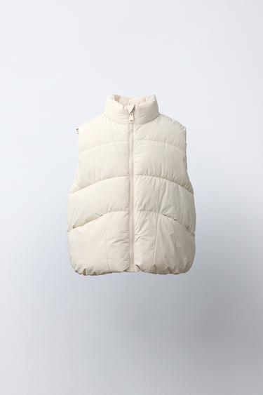 WATER-REPELLENT PLAIN GILET - Ecru by Zara