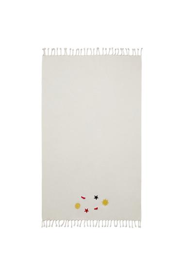 COTTON BEACH TOWEL WITH SHAPES - Cream by Zara