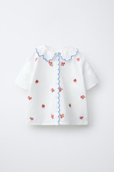 4-10 ANS/ PYJAMA FLEURS BRODÉES AVEC COTON ET LIN - Écru / Chiné de Zara - Image 1