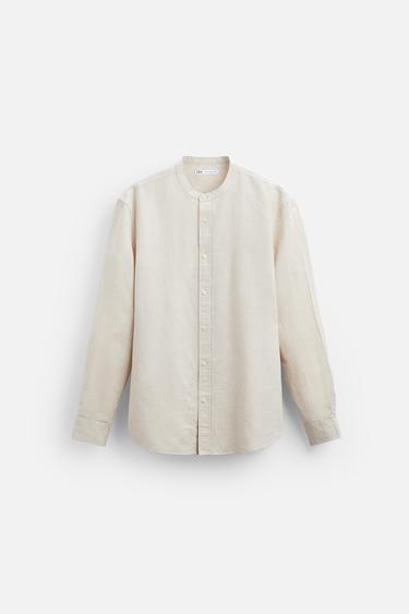 CAMISA LINO - ALGODÓN - Beige claro de Zara