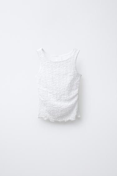 Zara JACQUARD T-SHIRT - Oyster-white