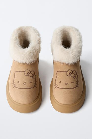 HELLO KITTY © SANRIO LINED ANKLE BOOTS - Brown by Zara - Image 3