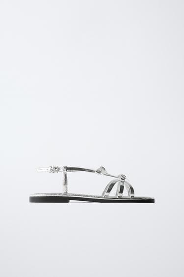 Zara BOW SANDALS - Silver