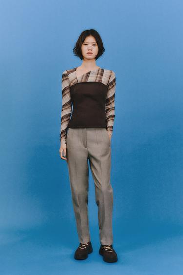 TRF DENIM BANDEAU TOP - Brown by Zara - Image 0