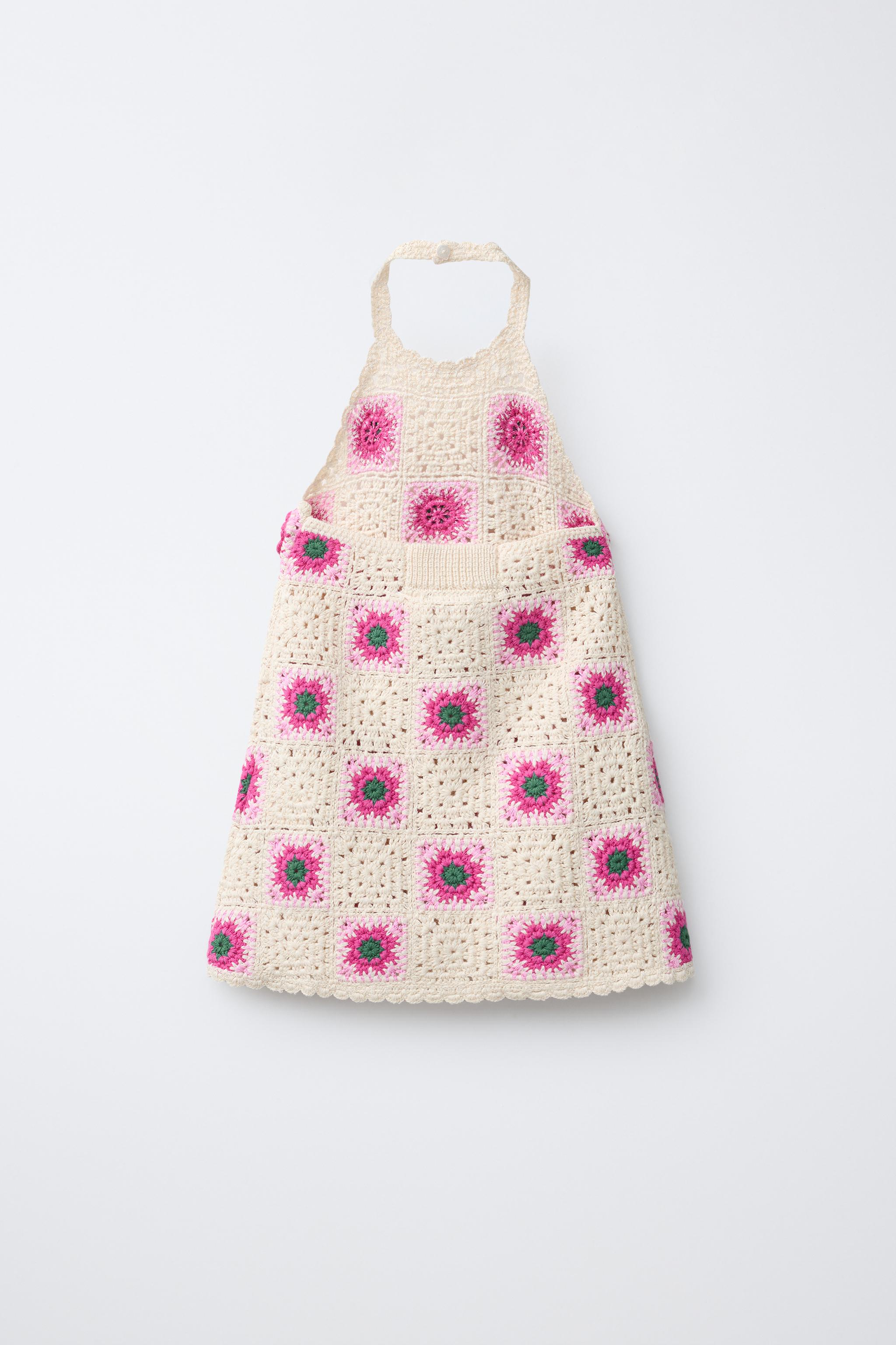 CROCHET KNIT FLORAL DRESS