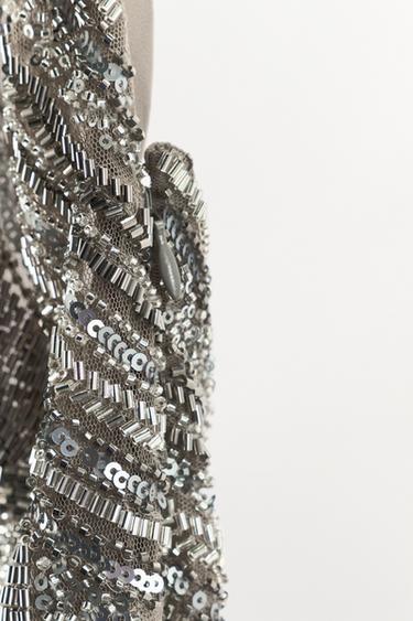 ROBE LONGUE BRODÉE - Gris de Zara - Image 7