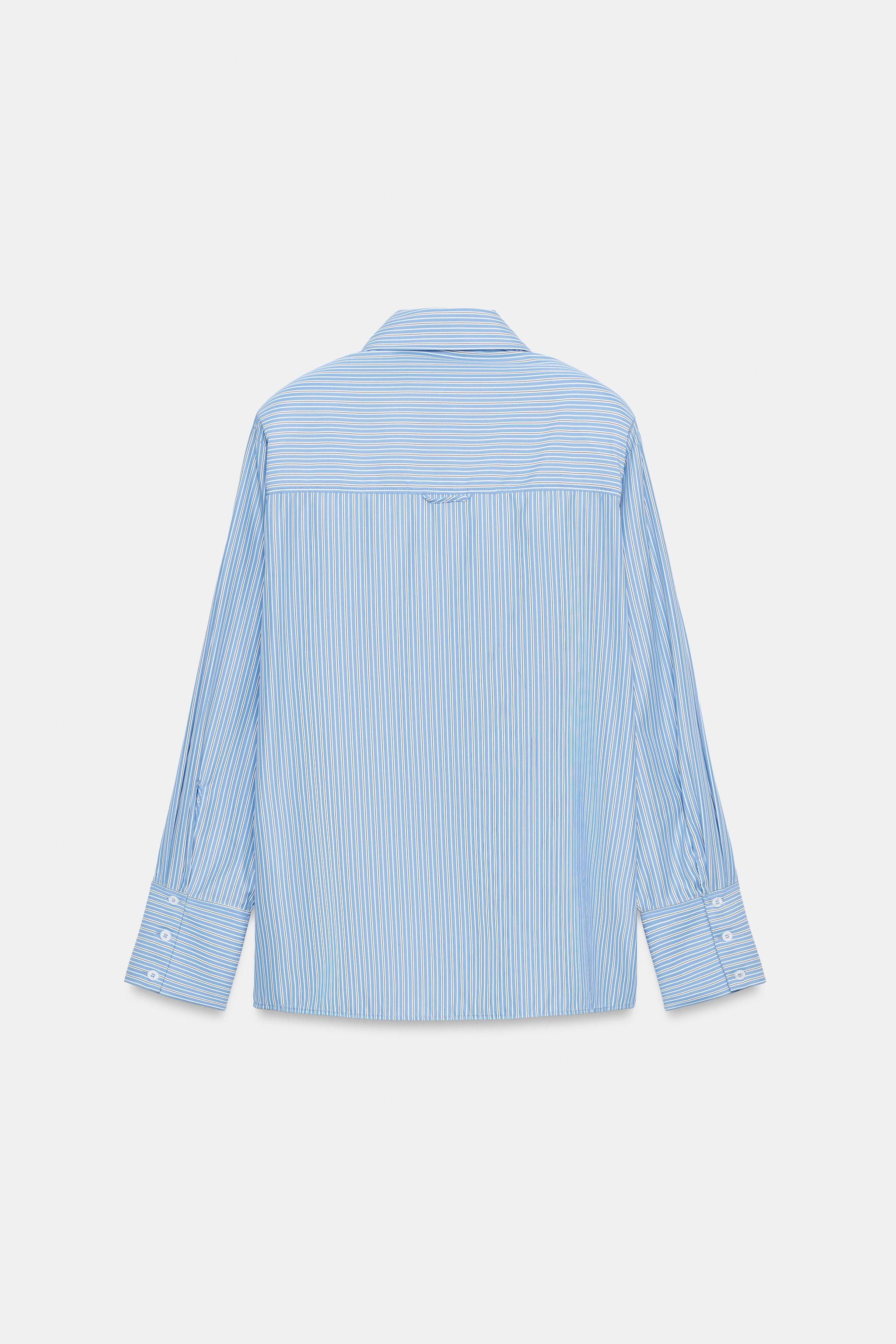 CHEMISE À RAYURES EN POPELINE AVEC ÉPAULETTES