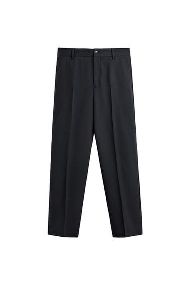 Zara LIMITED EDITION 100% WOOL STRAIGHT FIT PANTS - Navy blue