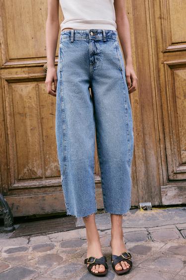 JEAN Z1975 BARREL TAILLE HAUTE COURT À COUTURES - Bleu moyen de Zara - Image 1