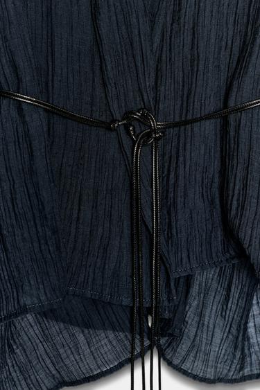 SEMI-SHEER CRINKLE EFFECT JACKET - Navy blue by Zara - Image 6