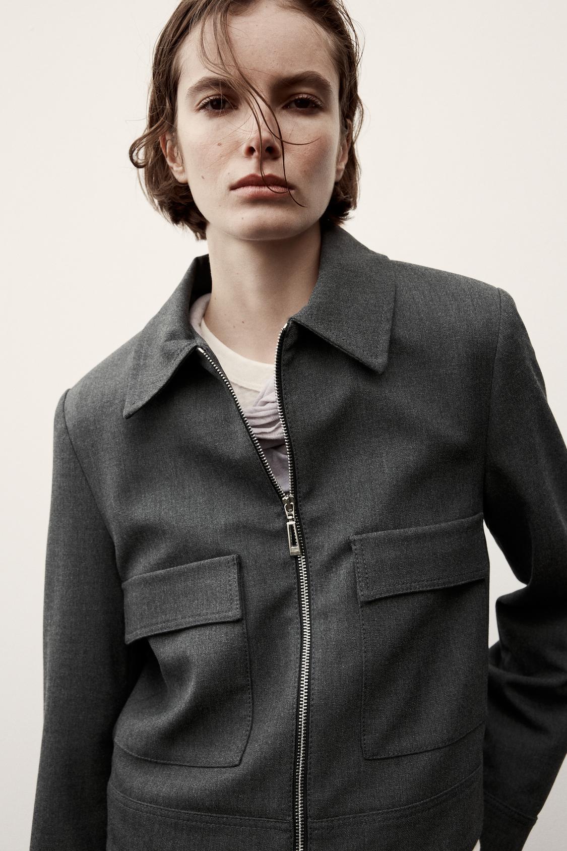 ZIP-UP JACKET WITH SHOULDER PADS