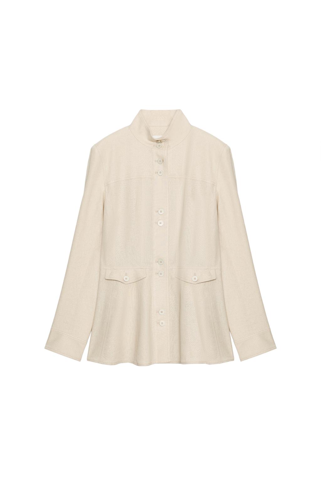 FITTED LINEN JACKET WITH SHOULDER PADS - image 3