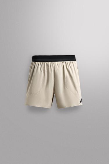 Zara COLOR BLOCK RUNNING SHORTS - Oyster-white