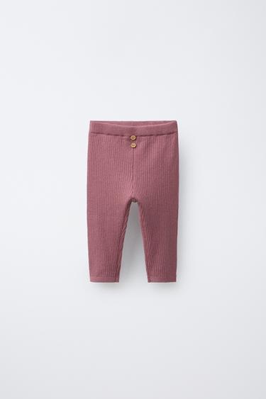 RIBBED LEGGINGS WITH BUTTONS - Pink by Zara