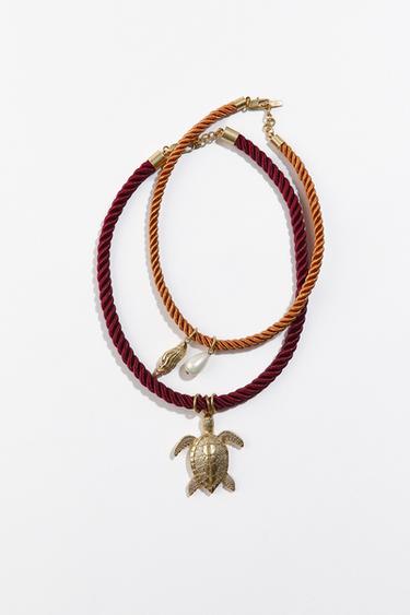 Zara PACK OF 4 ROPE NECKLACES WITH MARINE CHARMS - Multicolored