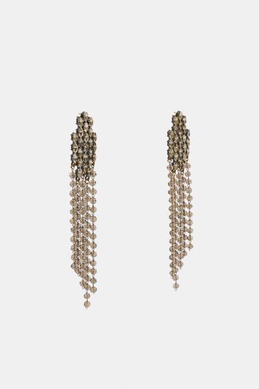 BOUCLES D'OREILLES LONGUES À STRASS - Argent de Zara - Image 1