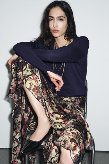 BAILARINA PIEL PESPUNTES - Negro de Zara - Imagen 0