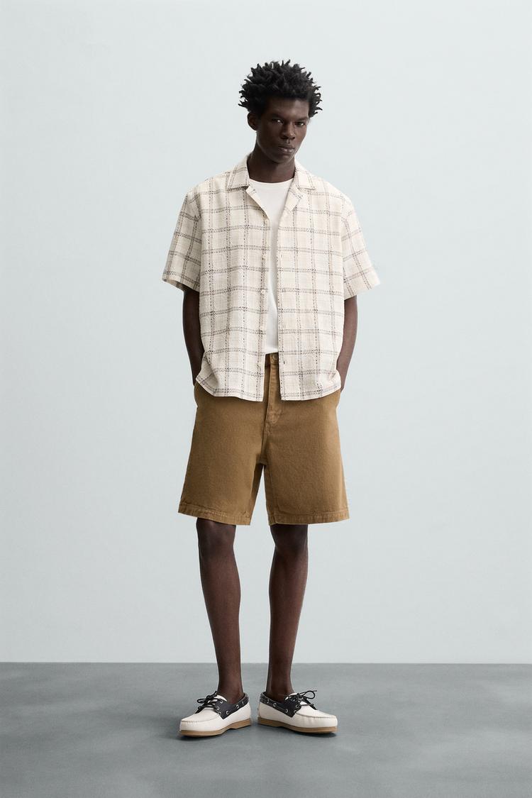 TEXTURED CHECK SHIRT Ecru ZARA Australia